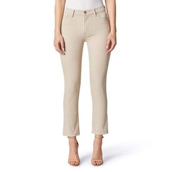 Hudson Barbara High Waist Crop Straight Leg Jeans in Ivory - Picture 1 of 7